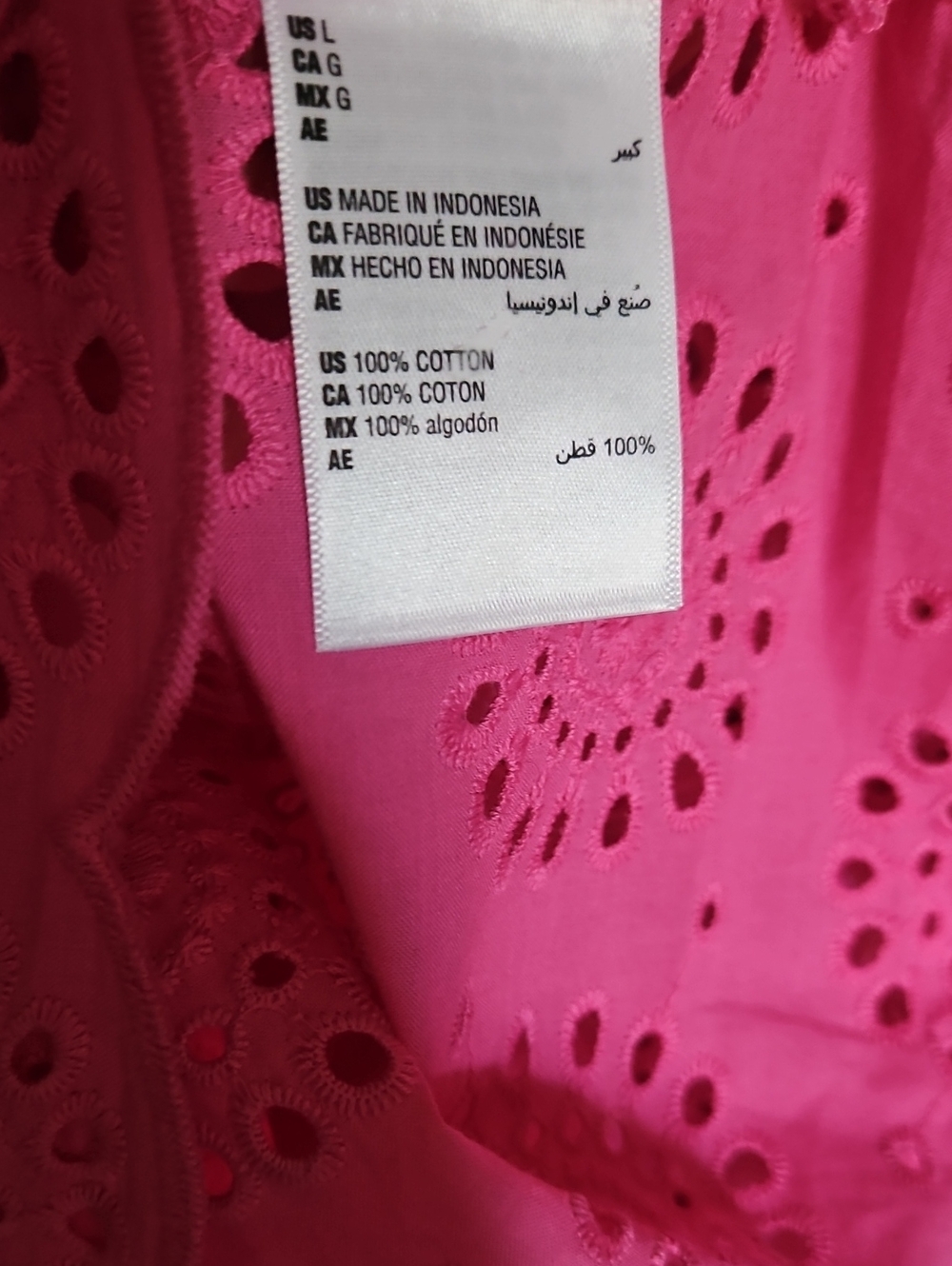 NEW! ON 34th Bubble Gum Pink Half Sleeve Cotton Eyelet Top Blouse Large. - Picture 7 of 7